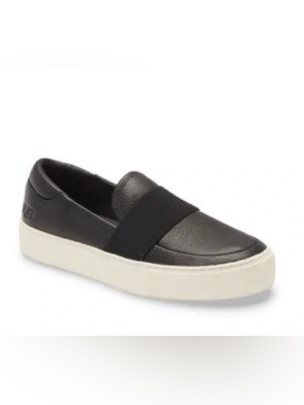 UGG Chayze Black Leather Slip-On Loafer with White Sole, Size 8.5